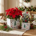 Wooden planter Christmas decoration white, colored 20 × 20/15 × 15cm, set of 2 | Floristik24.co.uk