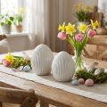 Easter Eggs Ceramic Decorative Egg with Grooves White Grey 10×12.5cm 2 Pcs | Floristik24.co.uk