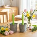 Candle holder vintage cup metal grey Ø7cm H6cm 2pcs | Floristik24.co.uk
