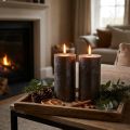 Copper metallic pillar candles, 85×150mm, set of 2, colored throughout, for stylish decoration &amp; festive atmosphere | Floristik24.co.uk