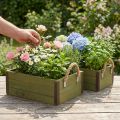 Vintage flower box wooden planter green L24/30cm set of 2 | Floristik24.co.uk