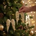Angel Wings Decoration Pendant Christmas Golden 14.5×9cm 4 pcs | Floristik24.co.uk