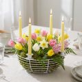 Candle holder in white decorative bowl made of metal Ø14cm H7cm | Floristik24.co.uk