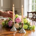 Candle holder metal silver candle holder H9.5cm 2pcs | Floristik24.co.uk