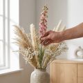 Dried (artificial) Delphinium pink larkspur, decorative flower vase 64cm 25g | Floristik24.co.uk