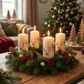 Advent Candle Set 1-4 Cream Christmas Motif 130x70mm RAL Quality, Made in Germany | Floristik24.co.uk