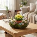 Oval wire basket with handle, grey, 17×11cm, H15cm, 2 pieces | Floristik24.co.uk