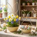 Easter basket with bunny ears, table decoration for Easter and spring awakening, 34cm, 1 set | Floristik24.co.uk