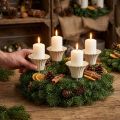 Cream-Coloured Plastic Candle Holders with Spike, Flower Design, 11cm, Set of 4 | Floristik24.co.uk