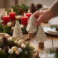 Mini Christmas tree table decoration champagne white H8cm 12 pcs | Floristik24.co.uk