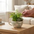 Ceramic plant pot with floral pattern, room decoration, 18cm | Floristik24.co.uk