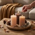 Decorative pillar candles, 3-color mix of brown tones, solid color, 70x120mm, set of 12 for ambiance &amp; home | Floristik24.co.uk