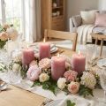Solid-color pillar candles, antique rose, 70x100mm, set of 4 - Romantic decoration | Floristik24.co.uk