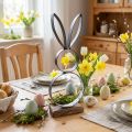 Easter Bunny Black Silver Rabbit Metal Wood 13,5×37cm | Floristik24.co.uk