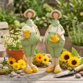 Decorative gardener figurines, table decoration, summer, green/yellow, 16.5 x 5.5 cm, 2 pieces | Floristik24.co.uk