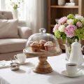 Wooden plate with glass dome, decorative glass bell, Ø27cm H31cm | Floristik24.co.uk