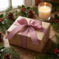 Gift ribbon Checked Bordeaux 8mm 20m | Floristik24.co.uk