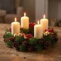 Advent wreath, fir wreath with natural &amp; artificial pine cones, green door wreath Ø30cm, Christmas decoration | Floristik24.co.uk