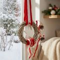 Christmas window wreath to hang red, white Ø20cm L98cm | Floristik24.co.uk