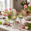 Green Glass Tulip-Shaped Tealight Holders Ø7cm H16cm Set of 2 | Floristik24.co.uk