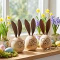 Egg-shaped rabbit decorative figure with character for spring and seasonal decoration, 14cm, 3 pieces | Floristik24.co.uk