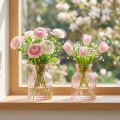 Glass Flower Vase Retro Pink-Tinted Ø11cm H14.5cm Set of 2 | Floristik24.co.uk