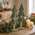Decoration Christmas tree felt green with heart stars H52cm 2pcs | Floristik24.co.uk