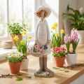 Decorative figurines gardener, decorative woman with flowers, white pink, H21cm | Floristik24.co.uk
