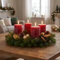Solid-colored dark red pillar candles 70x80mm, set of 4 - Advent candle decorations | Floristik24.co.uk