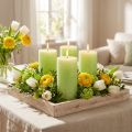 Candle Lime Green​​​​​​​​ Light green 50×100mm solid coloured 4 pcs | Floristik24.co.uk