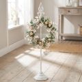 Wreath Holder Shabby Chic White Wreath Stand Metal 4 Hooks H76cm | Floristik24.co.uk