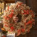 Decorative wreath dried flowers flower wreath orange cream Ø25cm | Floristik24.co.uk