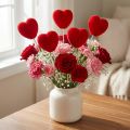 Flower plug decoration heart red heart plug 6x6cm H26cm 18 pcs | Floristik24.co.uk