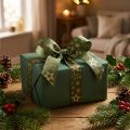 Decorative Ribbon Christmas with Stars Green Gold W25mm L15m | Floristik24.co.uk