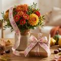 Gift ribbon purple autumn leaves deco ribbon autumn 25mm 20m | Floristik24.co.uk