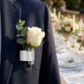 Wedding jewelry corsage ribbon white 2 pcs | Floristik24.co.uk