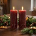 Dark red pillar candles with marble look, 85x200mm, set of 2 – long burning time for romance and festivity | Floristik24.co.uk