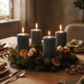 Anthracite pillar candles, grooved candles, 70/90mm, set of 4, Advent decorations | Floristik24.co.uk