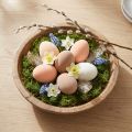 Easter Eggs Flocked in Peach Brown White H6cm 24pcs | Floristik24.co.uk