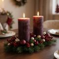 Luxury Burgundy Pillar Candles, Set of 2, Solid Color, 85x200mm, for Romantic &amp; Decorative Use | Floristik24.co.uk