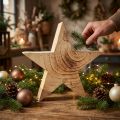Wooden Star Wooden Star for Standing Paulownia Natural 30cm | Floristik24.co.uk