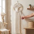 Macrame Dreamcatcher Tree of Life Wall Hanging Boho Decor Ø28cm H92cm Natural White | Floristik24.co.uk