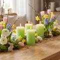 Lime Green Dyed Pillar Candles, 70x100mm, Set of 4, Long Burning Time, Easter Decoration | Floristik24.co.uk