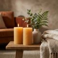 Solid-colored pillar candles, honey-colored, set of 2, 85×150mm, long burning time, creates a cozy atmosphere, table decoration | Floristik24.co.uk