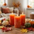 Solid-Colored Candles Orange 60x100mm 4 Pcs | Floristik24.co.uk