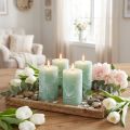 Solid-colored candles light green 60x100mm 4 pcs | Floristik24.co.uk