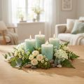 Solid-colored candles light green 60x80mm 4 pcs | Floristik24.co.uk