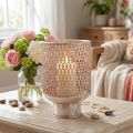 Lantern metal candle holder glass silver pink Ø18cm H27cm | Floristik24.co.uk