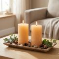 Candles apricot light colored pillar candles 85×150mm 2pcs | Floristik24.co.uk
