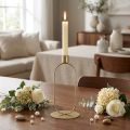 Candlestick Oval Candlestick Gold Ø10cm H21cm | Floristik24.co.uk